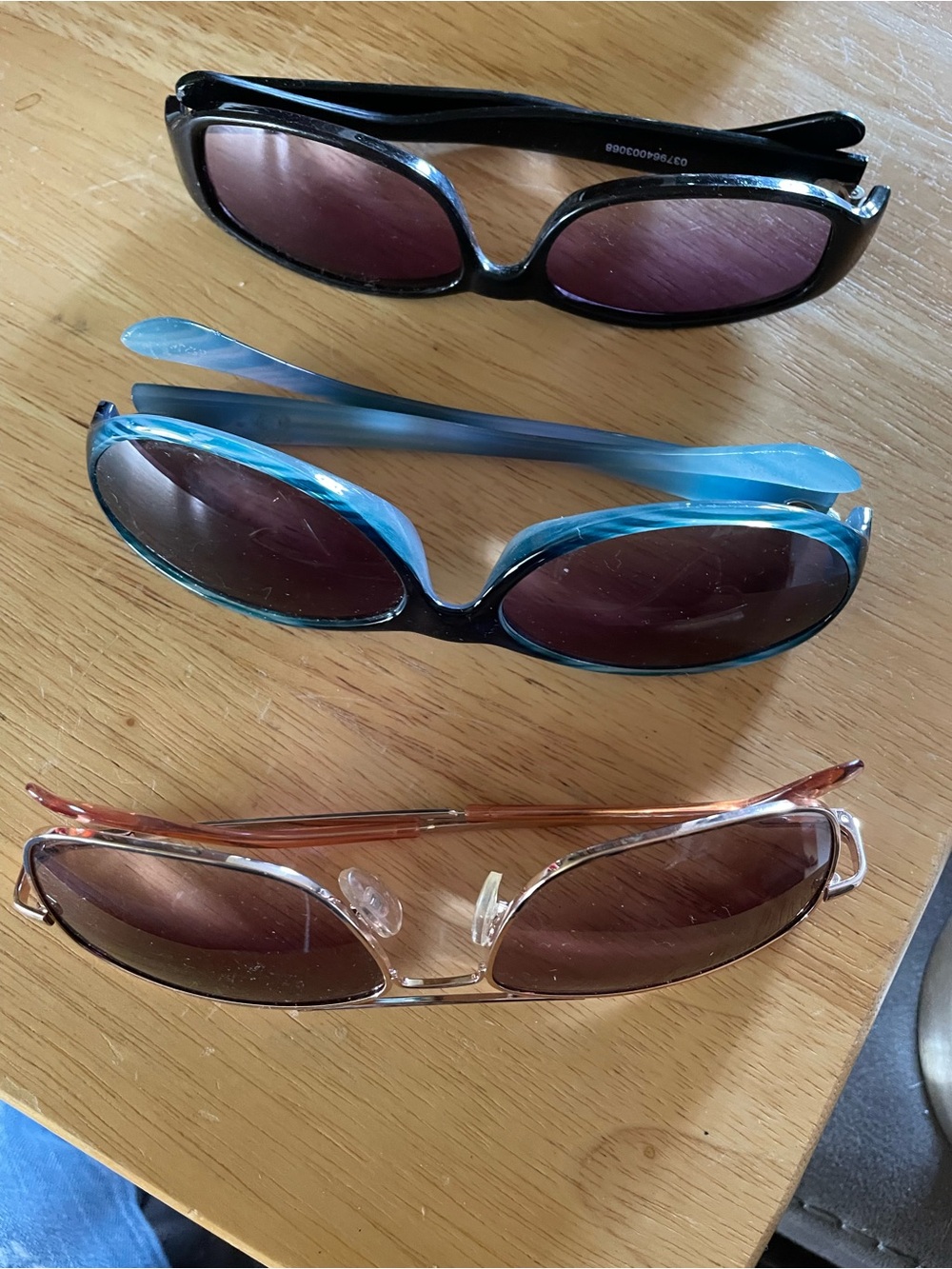 Women’s Oval Sunglasses Trio — Black, Blue, and Tan Frames